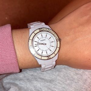 •fossil• white watch